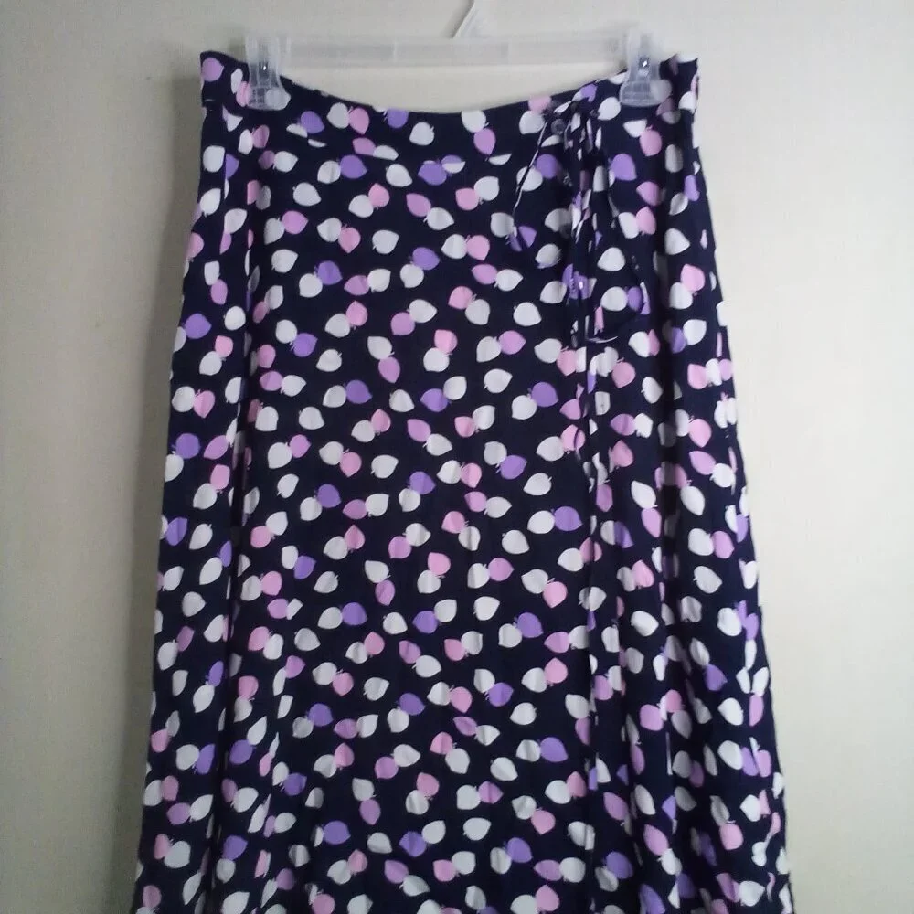 Talbots Skirt Women 16P 16 Petite Wrap Look Side Zip Pattern Blue Pink Purple